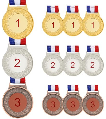 Fhioevt 12 Stück Medaillen Kinder Metall Gold Silber Bronze Medaillen Kindergeburtstag Medaille mit Gravur und Bändern Gewinner Medaillen 1. 2. 3. Zahlenmedaillen für Party Spiele Wettkämpfe Sport