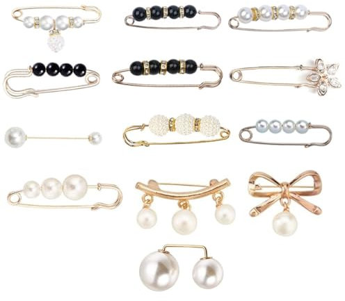 Fausse Perle Broche et Clip, 13 Pièces pour Écharpe et Cardigan, Décolleté et Pull Vêtements, Shawl Clip et Chapeau, Décoration de Vêtements