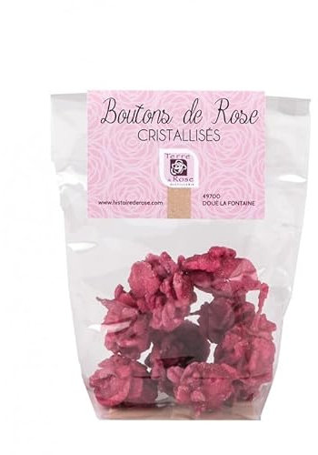 TERRE DE ROSE - Boutons de rose cristallisées 50g - produits artisanaux français - made in France - effet et goût garantis - produits à base de rose - bonbons artisanaux