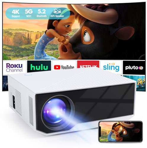Proiettore WiFi Bluetooth, proiettore Home Theater 4K 20000 Lumen, compatibile con iOS/Android/PC/PS5/TV Stick/HDMI/USB GC06-AWTFR-V11