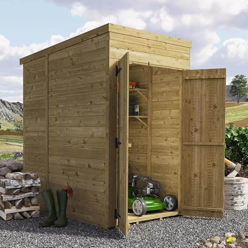 BillyOh Defender 4x6 Pent Log Cabin Wooden Garden Shed, Pressure Treated Garden Storage Shed with Customizable Modular Design, 15mm Tongue and Groove Walls | Versatile Wood Outdoor Storage Building