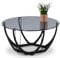 M2 Kollektion Maya 2 – Runder Couchtisch (Ø 80 cm, H 40 cm) | Rauchglasplatte & kunstvolles Metallgestell | Modernes, luxuriöses Design | Stabil, pflegeleicht & vielseitig kombinierbar