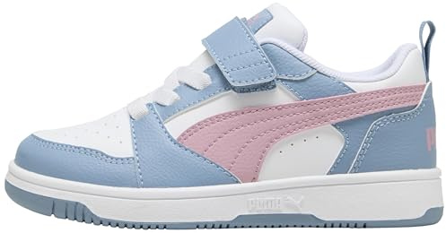 PUMA Rebound V6 LO AC+ PS Sneaker, White-Poised PINK-COOL Blue, 21 EU