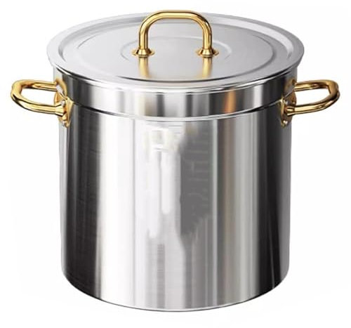 Olla de Acero Inoxidable, ollas Grandes para cocinar/Barril para almacenar Aceite, Olla de inducción Resistente con Tapa de Acero Inoxidable y Asas remachadas, un Color, 20 l