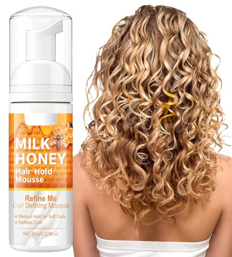 Milk & Honey Styling Mousse, Curl Boosting Mousse for Hair Braiding, Twists, Braids and Locs - No Flake, Extra Hold, High Shine – Frizz Control, Extra Volume, and Conditioning – Hair Honey Milk