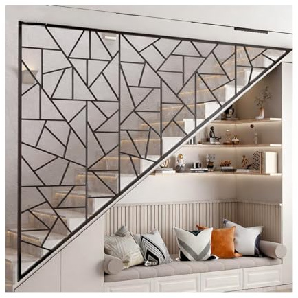 LVLDAWA Treppengeländer Innen, Treppenabtrennung Für Innenveranden, Industrielle, Durchbrochene Geländer Aus Kohlenstoffstahl Mit Montagesatz(70X60CM/27.6X23.6IN)