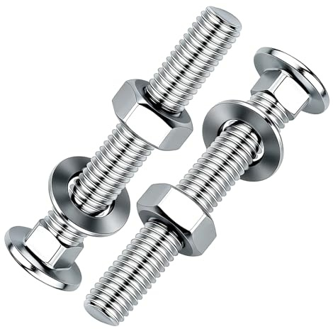 Home DIYer 20Pcs M6 x 80mm Carriage Coach Bolts Set, 304 Stainless Steel Silver Finish, Heavy Duty Rust Proof, Comes with Flat Washers & Hex Nuts for Construction, Furniture, Industrial & Home DIY
