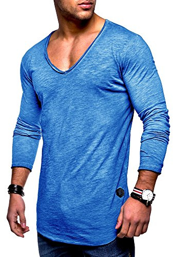 Rello & Reese Herren Oversize Longsleeve V-Neck Rundhals Sweatshirt MT-7314