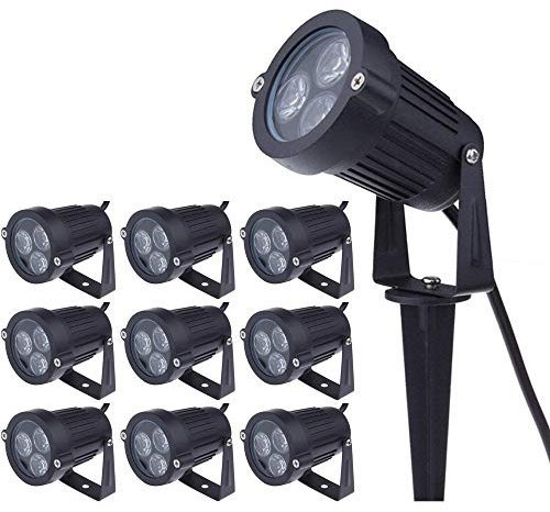 aulyun Pack de 10 Foco LEDs con Pincho para Jardín 3W 220V Luz LED para Exteriores