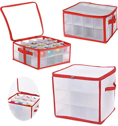 LS-LebenStil Aufbewahrungsbox 32 Weihnachtskugeln Christbaum-Kugeln Organizer