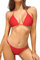 SHEKINI Costume da Bagno Due Pezzi Donna con Lacci Imbottito Halter Bikini Set Triangolo Vita Bassa Brasiliano Perizoma Bikini da Spiaggia(S, Rosso)