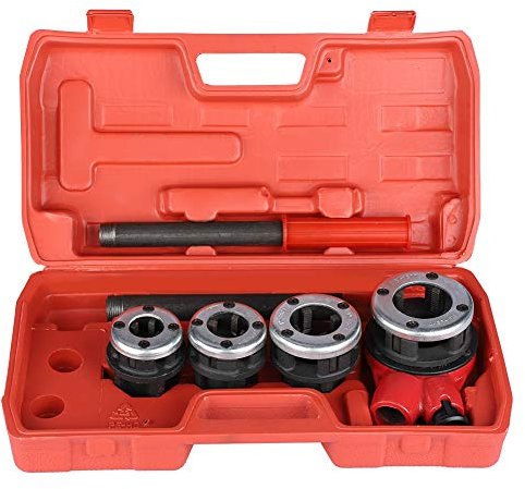 Rohrgewinde Schneidkluppen-Satz, 4 Gewindeschneideisen Rohrgewindeschneidsatz Gewindeschneidkluppe set Hydraulischer Einfädler mit Plastikbox 1/2, 3/4, 1, 1-1/4