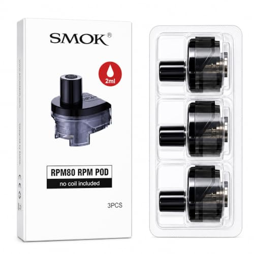 SMOK RPM80 Empty Replacement RPM Pods [Pack of 3] | Authentic 2ml Capacity Cartridges Leak-Resistan Compatible with SMOK RPM80 and RPM80 Pro Pod Mod Kits, No Nicotine No Liquid