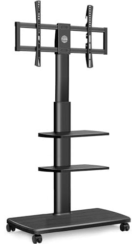 FITUEYES TV Bodenständer Rollbar mit 3 Ablagen TV Standfuß TV Ständer Fernsehstand mit Rollen höhenverstellbar schwenkbar für 32 bis 70 Zoll Flachbildschirm bis zu 40kg. Max. VESA. 400 * 600