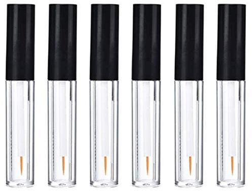 6Pcs 5ML Empty Clear Plastic Eyeliner Tube Container Mascara Bottles Makeup Eyelashes Tube Eyeliner Vials with Rubber Plug and Black Lid Eyelash Growth Oil Storage Holder Eye Gloss Liquid Tube