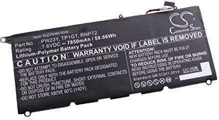 vhbw Batterie Compatible avec Dell XPS 13-9360-D1705, 13-9360-D1705G, 13-9360-D1805T Ordinateur Portable Notebook (7850mAh, 7,6V, Li-polymère)
