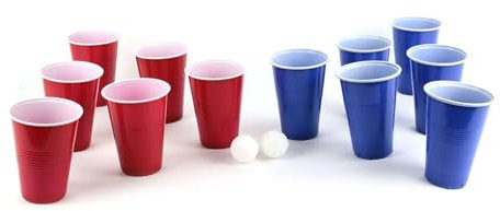 MISTER GADGET- Jeu A Boire Biere Pong Verres Reutilisables Drugstore Gift Divertissement Gadget Fun, MG3312, Bleu-Rouge, Grand