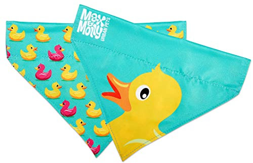 Max & Molly Halsbandana für Hunde & Katzen, Weicher Stoff, kein Binden-Design, Halsband gleitet durch die obere Schlaufe (Entchen, XS-S)