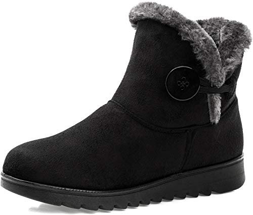 Vunavueya Stivali Donna Invernali Scarpe Stivaletti da Neve con Imbottitura Calda Stivali alla Caviglia Caldi Boots Scarpe Nero Black 35 EU/225CN