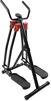 PUCHIKA Crosstrainer für Zuhause, Crosswalker, Air-Walker mit LCD Display, vertikale & horizontale Schwingbewegung, bis 150kg, Faltbare Aufbewahrung, Heimfitness, Schwarz und rot