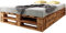 sunnypillow Palettenbett M2 aus Holz 160 x 200 cm mit Lattenrost und 2 Bettkästen. Doppelbett, Familienbett - erhöhtes Ehebett Bettgestell Futonbett Komforthöhe Geflammt Massivholzbett