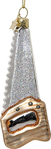 SIKORA Fuchsschwanz Säge besondere Weihnachtskugel Glas Christbaumschmuck Deko Figur Weihnachten Anhänger Ornament - Trend Line - BS541