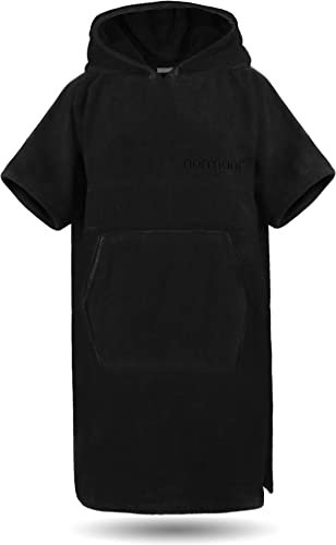 normani Baumwoll Surfer Poncho - Strandponcho - Handtuch-Poncho - Unisex Strand Umziehhilfe - geschlossener Bademantel für Damen und Herren Farbe Schwarz Größe S-M