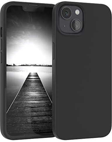 EAZY CASE Premium Silikon Handyhülle kompatibel mit iPhone 13, Slimcover mit Kameraschutz und Innenfutter, Silikonhülle, Schutzhülle, Bumper, Handy Case, Hülle, Softcase, Schwarz