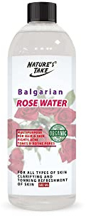 Organic Rose Water - Rejuvenating, Cooling and Hydrating Skin Cleanser & Toner - Made in the UK Using 100% Organic Rose Hydrolat (500ML with Cap)