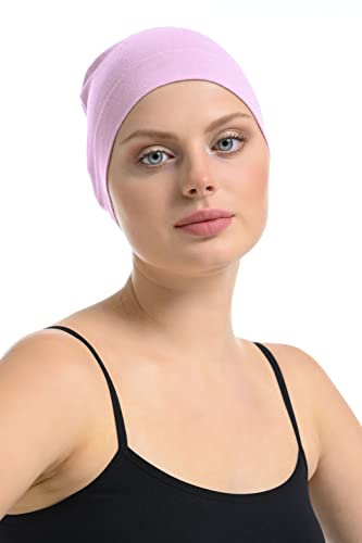 Bambus Mütze für Damen – Chemo Mütze bei Haarausfall, atmungsaktive Nachtmütze, Kopfbedeckung aus Bambus & Baumwolle bei empfindlicher Kopfhaut, Beanie Schlafhaube Frauen (Rose)