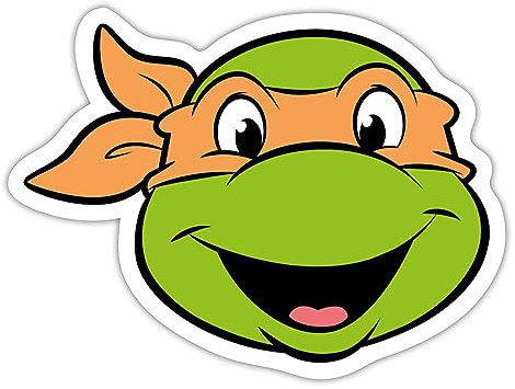 Spreadshirt Teenage Mutant Ninja Turtles Michelangelo Kostüm Sticker Aufkleber, 10 x 10 cm, Mattweiß