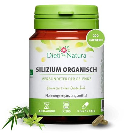Dieti Natura Silicio Orgánico 200 Cápsulas BIO - Silicio de Origen Vegetal que Fortalece los Huesos y las Articulaciones - Previene el Desgaste Óseo - Apto para Veganos - Garantía Sin OGM