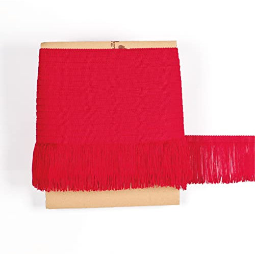 TEXTEX = Fleco de Cuquillo para Coser de Flamenca y Sevillana. Composición Rayón 100%. Largo de 10cm. Piezas de 5m - (Rojo Ferrari)