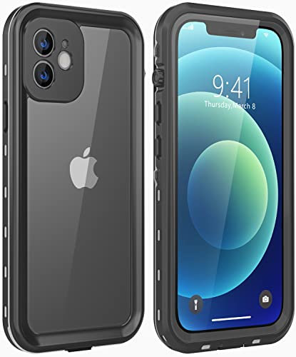 LOVE BEIDI Design for iPhone 12 Mini Waterproof Case, Full Body Shockproof Case with Screen Protector, Dust Proof Phone Case Cover for iPhone 12 Mini 5.4 inch (Black)