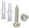 Qrity 50 Pezzi Testa di Pan Torx, Tasselli con Vite, Tubo di Espansione,Tasselli Autofilettanti in Plastica, con M4 x 25mm Viti, Tasselli da Muro per Mattone Forato, Cartongesso