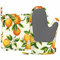 Mxocom Orangefarbener Ofenhandschuh und Topflappen mit Silikon, Sommerfrüchte, Cirtus blühend, weiße Blumen, Laub, grüne Blätter, Pflanze, hitzebeständig, Küche zum Kochen, Grillen, Frühling/Sommer