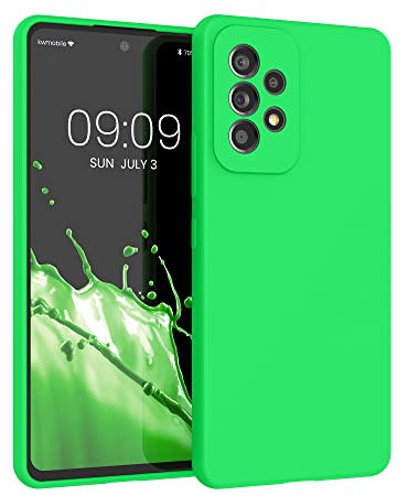 kwmobile Hülle kompatibel mit Samsung Galaxy A53 5G Hülle - Silikon Handy Case - Handyhülle weiche Oberfläche - kabelloses Laden - Neon Grün