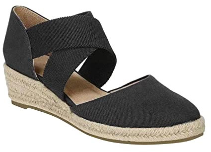 Susenstone Sandales Compensées Femme Bout Ouvert Bride à la Cheville Espadrilles Sandales Talon compensé Été Confort Chic Claquettes Nu Pieds Semelle Confortable Chaussure Wedge Sandals 40 EU Noir