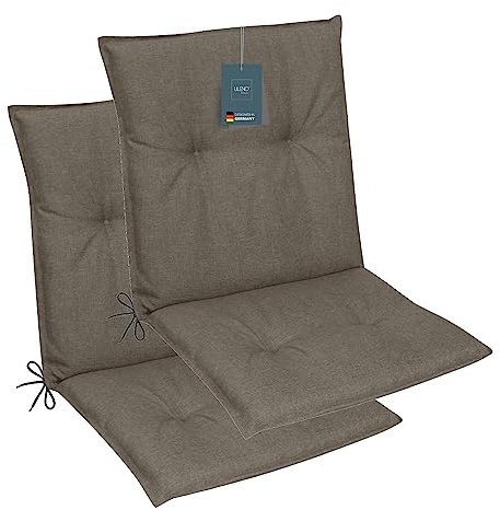 LILENO HOME Gartenstuhl Auflagen als [2er Set - Niedriglehner] in Stone - Bequeme Liegen als Sitzauflagen für Gartenmöbel - Stuhlkissen für Gartenstühle und Klappstühle MAR