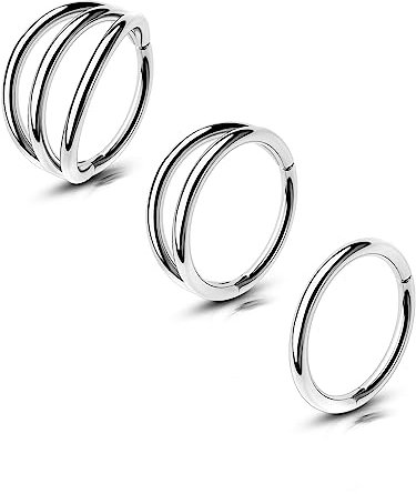 OUFER Body Piercing 3pcs Helix Piercing Ring Hoop 16G Tragus Ohrring 316L Stainless Lip Labret Ring Rook Snug Conch Septum Piercing Jewellery