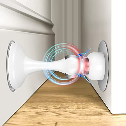 Crosize Magnetic Door Stoppers 1 Pack, Stainless Steel Door Stops for Wall and Floor Mounting, Door Holder Keep Door Open, No Drilling Door Stop with 3D Adhesive Tapes, White