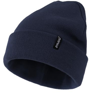 Zylioo L/XL Strickmütze Für Großen Kopf, Wintermütze Beanie Mütze Mit Schirm, Übergroße Winter Warme Knit Cuffed Watch Cap