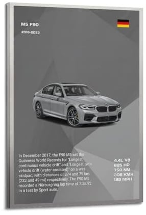 Minimalistische, illustrative Kunst, Luxus-Sportwagen für F90 M5 Rennwagen, dekoratives Gemälde, Leinwand, Wandkunstwerk, Bild, 30 x 45 cm