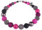 Adi-Modeschmuck große Halskette 'Thabea', elegante Mischung aus Polaris- und Acrylperlen mit attraktiven Akzenten, handgefertigt in Berlin (Fuchsia und Grautöne)