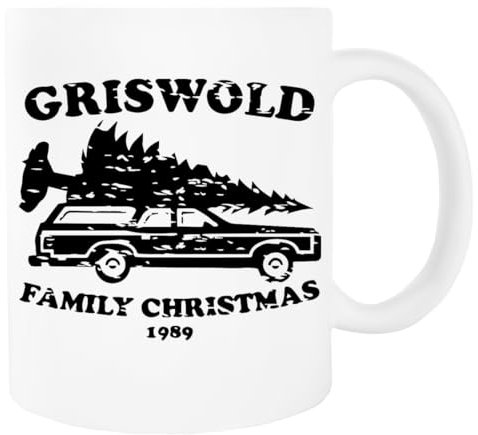 JINBETEE Griswold Family Christmas Weißer Becher Trinkbecher aus Keramik