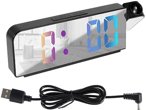 Gatphy Réveil Projection Plafond à Piles 360° Grand Ecran Température Réveil Projection Plafond Radio Pilotée 3 Luminosités Réglable LED Réveil Radio-Piloté à Projection pour Chambre Bureau (Blanc)