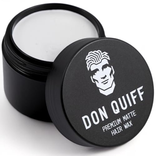 Don Quiff®, Clay Pomade, Flexible Hold, Reshapable, Combable, Ultra Matt, Water Resistant, Best Premium Matte Hairwax, Short Hair Style, Women & Men, Beeswax Based, Beegan