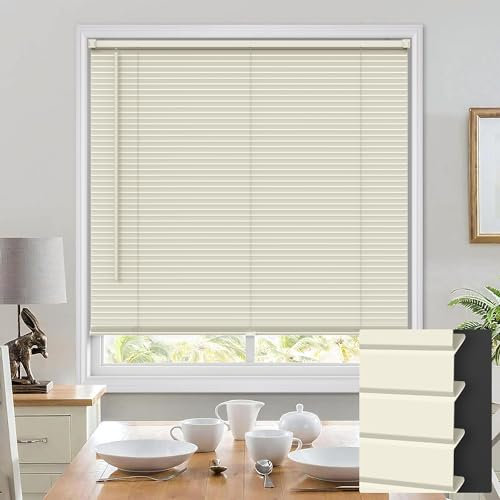 UNISHADES Kabellose Mini-Jalousien für Innenfenster, 100 % Privatsphäre, 2,5 cm, Vinyl, L-förmige Klingen, horizontale Jalousien und Lampenschirme, kleine Fensterrollos für Zuhause, Küche, Fenster,