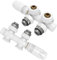 EMKE Multiblock Heizkörper Ventil-Armaturen, Hahnblock Heizungszubehör Eck und Durchgangsform 50mm, Ventilhahnblock Heizkörperventil mit Thermostat (Für 16mm Rohre * G1/2, 2 Stück, Weiß)