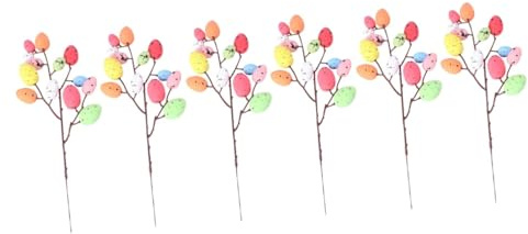 Cabilock Osterei Am Stiel 6 STK Osterei-stecklinge Ostereierdekoration Osterparty-Girlande Boho- Künstliche Blumen Blumenarrangement Ei Ostereier-einsätze Selbstgemacht Schmücken Korb